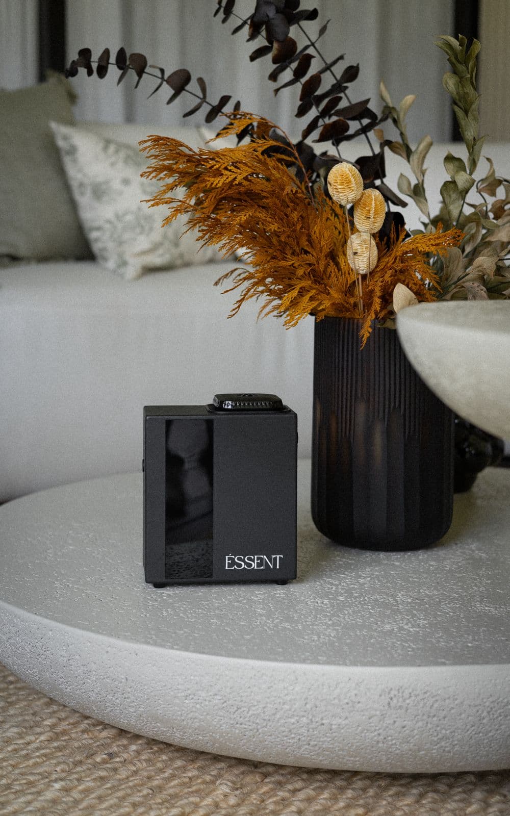 ÉSSENT Scent Atomizer styled with matte black planters